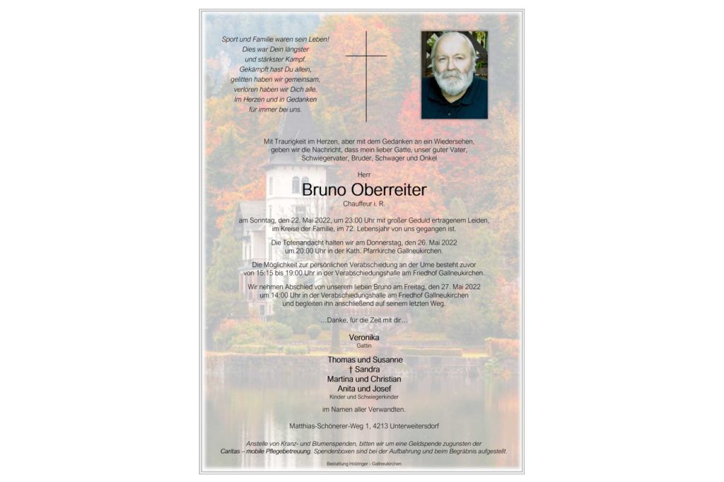 Nachruf Bruno Oberreiter